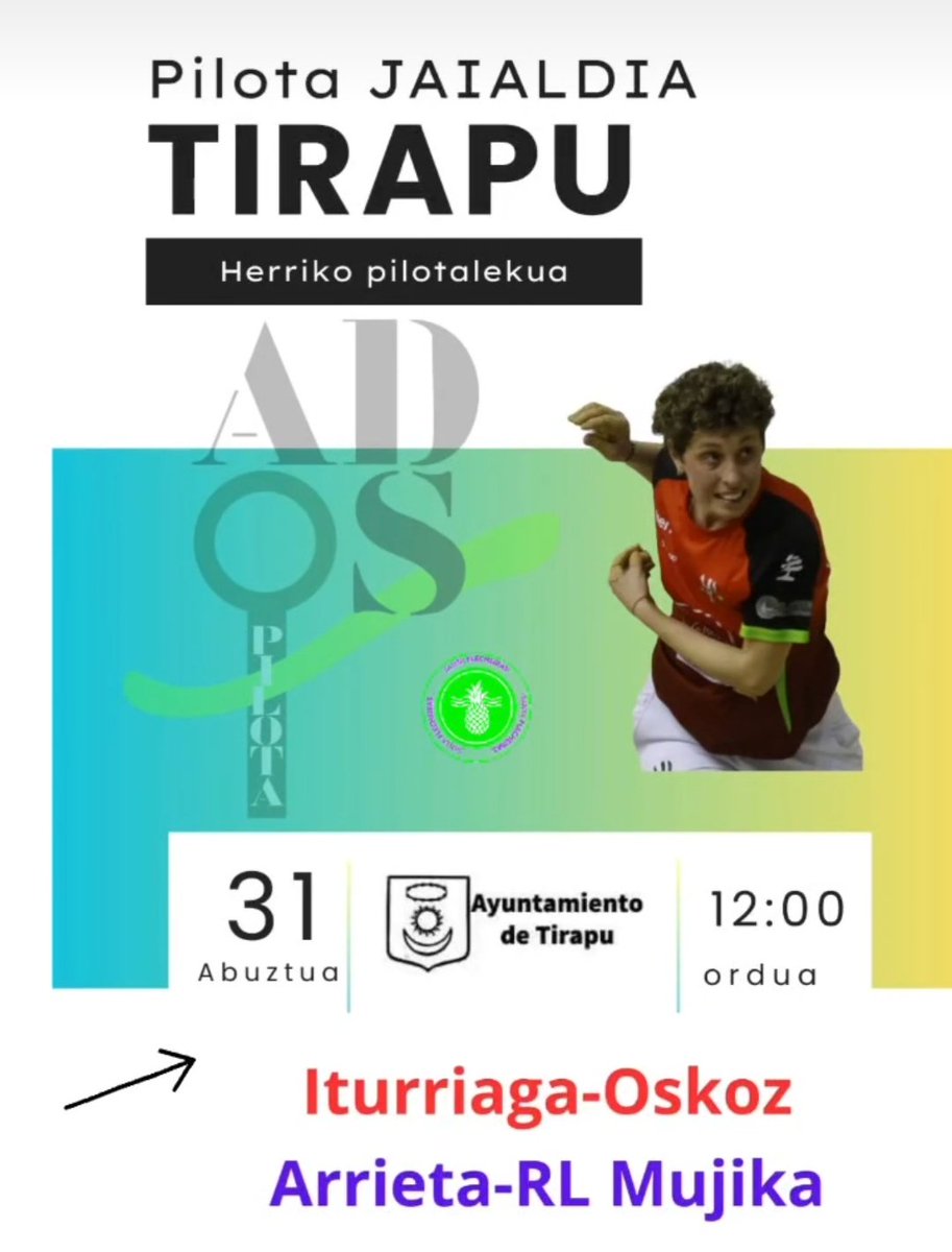 izarkom's tweet image. Gaur @adospilota-ren jaialdi bikoitza:

- 12:00etan #Tirapu-n Plazaz Plaza txapelketako partida izango da

- 17:30eta Santikurutze #Kanpezu-n Caixabank txapelketako jaialdia.

Bertaratu ezin duzuenek, jaialdi hau Youtubeko youtube.com/@adospilota kanalean ikusi ahal izango da