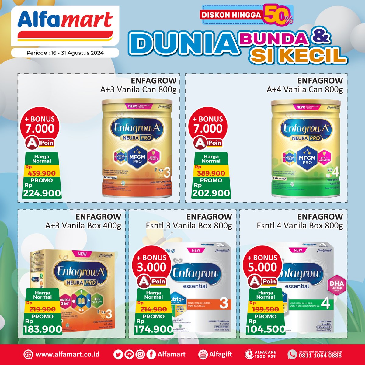 alfamart's tweet photo. π Cuma Sampai Hari Ini! Diskon Susu Hingga 50% untuk Si Kecil π
Nikmati promo spesial susu favorit pilihan bunda! Si kecil tetap sehat, bunda makin hemat! π Manfaatkan diskon hingga 50% hanya di Alfamart.
#Alfamart #Alfagift #DuniaBundaDanSiKecil #DiskonSusu #BelanjaHemat https://t.co/GShth3IJuY