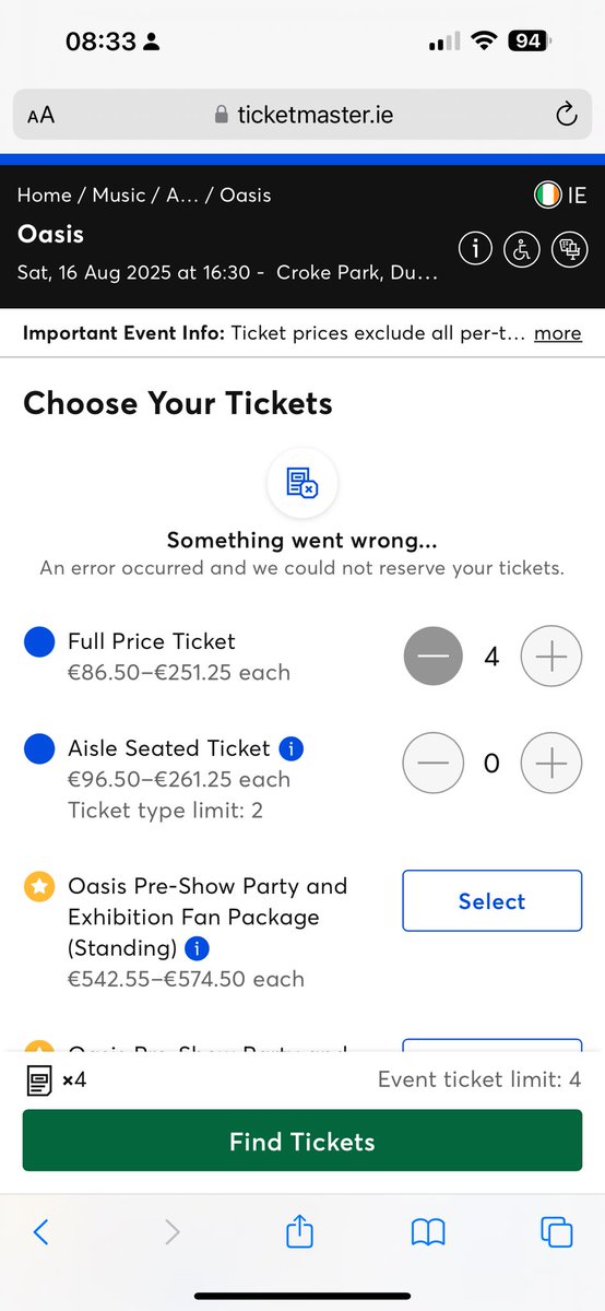 Kirthferris's tweet photo. @TicketmasterCS get to the front and get this. Now kicked out. Disaster https://t.co/H4wJz1JIBj