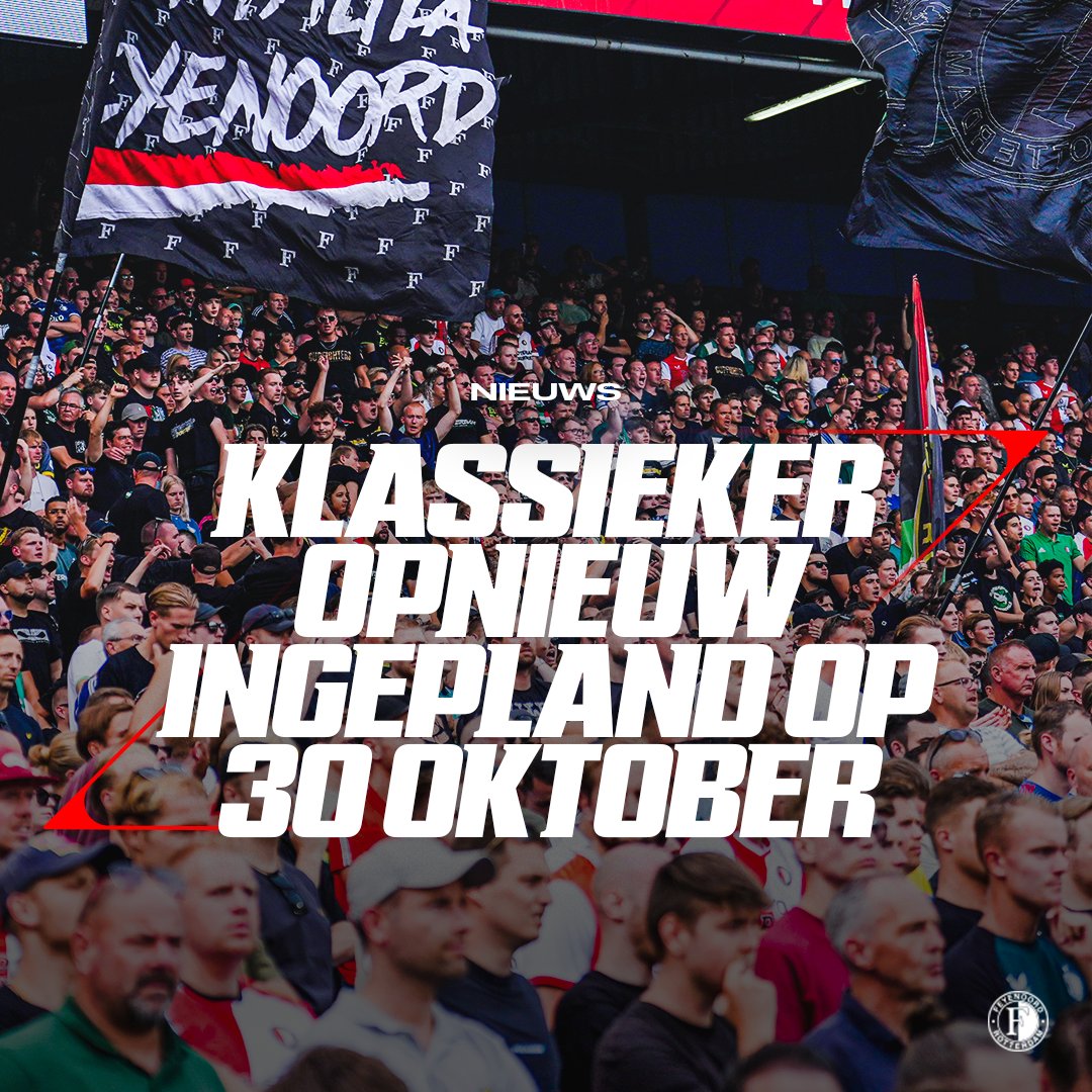 Feyenoord's tweet photo. Nieuwe datum voor de Klassieker:

🗓 Woensdag 30 oktober
🕕 18:00 uur

#feyaja
