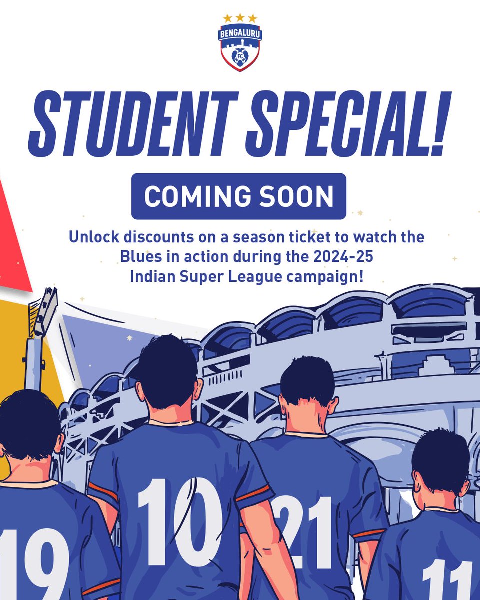 bengalurufc's tweet photo. We’ve got a special ticket to the West Block for all the students out there! 📚
Stay tuned for more. 🔥 #WeAreBFC #StudentsOnly https://t.co/Zadp5RTbi2