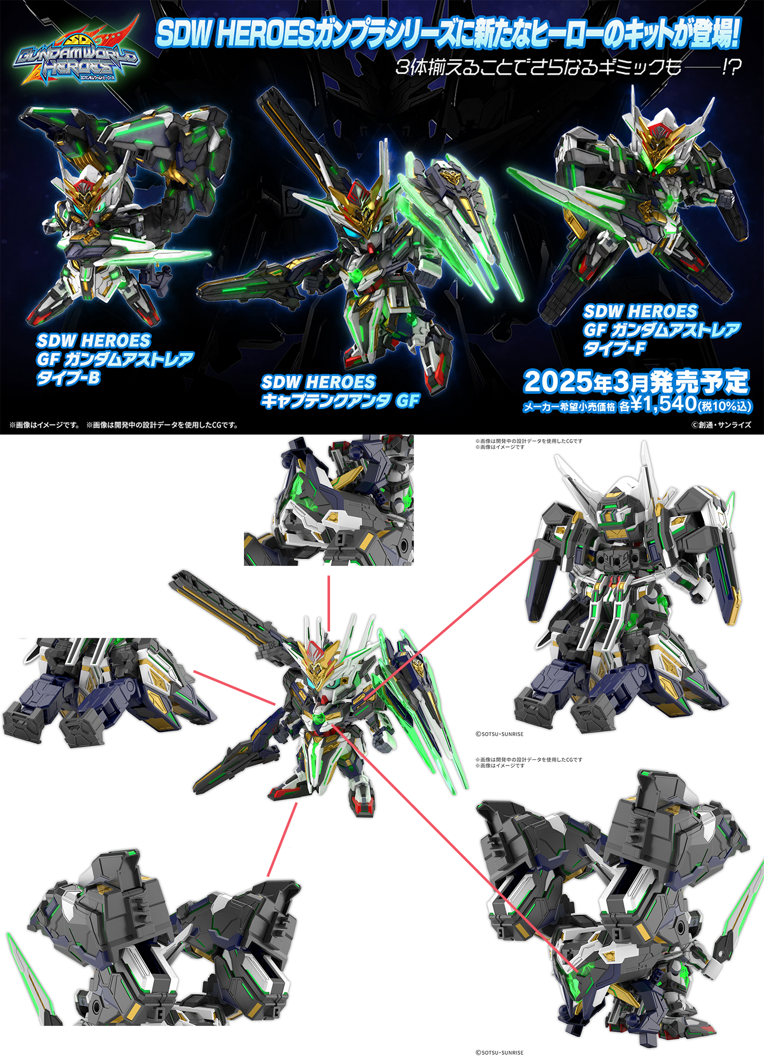 SDW HEROES キャプテンクアンタ・アストレイ 3個セット SDWH キャプテンクアンタGF、アストレイタイプB 、Fの3体セット