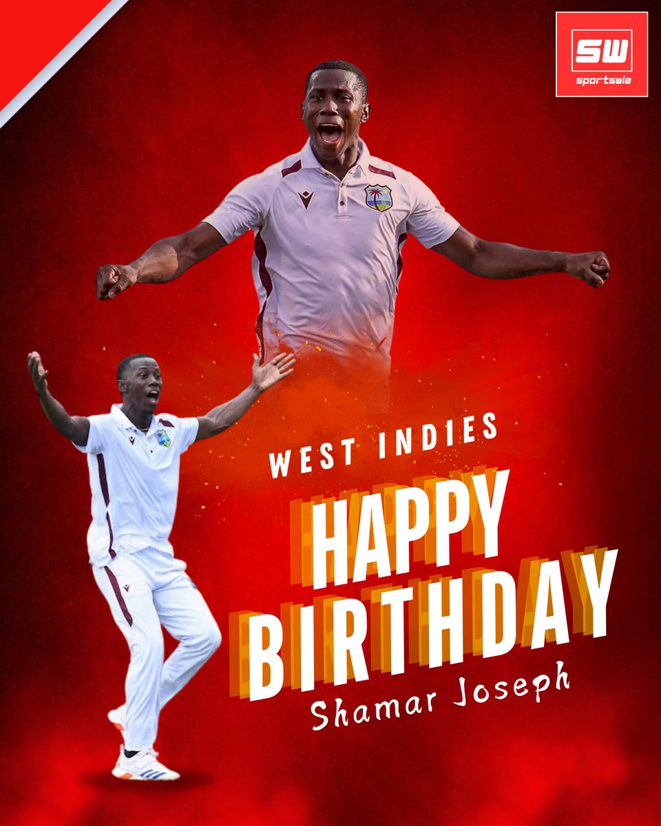 mysportswiz's tweet photo. Happy birthday wishes to the hero of West Indies at Gabba Test, Shamar Joseph
#Root #AngelReese #First14 #SmackDown #RahulDravid #Djokovic #Kohli #Paris2024 #Osimhen #AEWRampage #RaheemSterling #ParisParalympic2024 #Sportswiz https://t.co/cHfEpLsvUZ