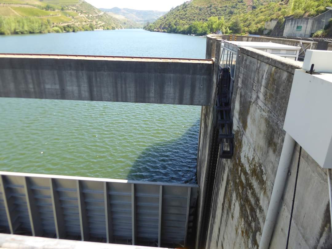 skymanuelima's tweet photo. A Barragem de Bagaúste está localizada na bacia hidrográfica do Douro, no rio Douro, entre as margens dos concelhos de Lamego e Peso da Régua. A barragem inclui uma eclusa do canal de navegação do Douro que vence um desnível máximo de 28,5 m. #Barragem #Bagaúste #RioDouro #eclusa https://t.co/e6t2fAizLN