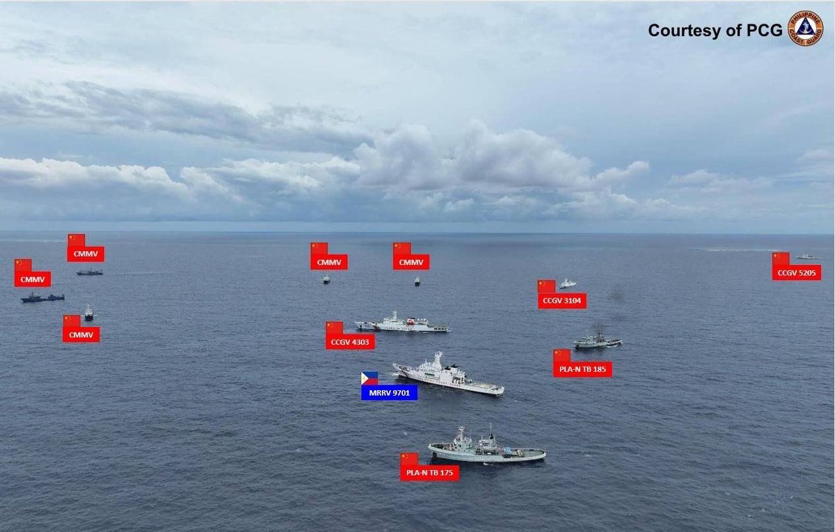 jaytaryela's tweet photo. This afternoon, the Chinese Coast Guard vessel deliberately rammed and collided with the BRP Teresa Magbanua three times, despite no provocation from the Philippine Coast Guard. https://t.co/jYnrXKpY3W