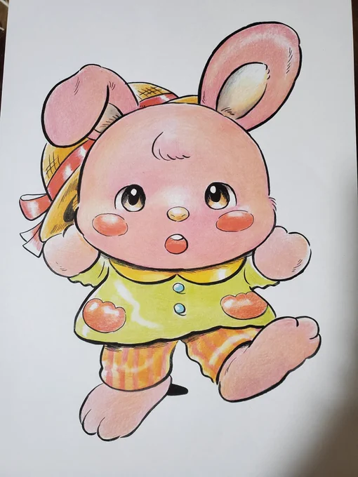 普段にんげんばかり描いてますが、こういう動物キャラものを描くのも実は好きですサインペン系に色鉛筆でごりごり塗ってます 