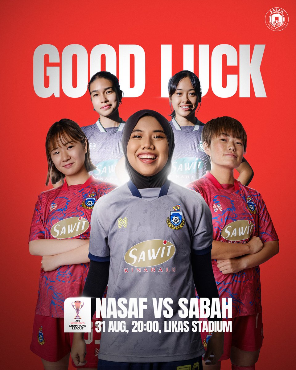 SabahFCofficial's tweet image. All the best for tonight, Sumandaks! #AFCWCL ⚡

🏟️ Support hereee
tickethotline.com.my

🆚 SABAH FA v NASAF FC
🗓️ Sabtu, 31 Ogos 2024
⏰ 8PM
🏟️ Stadium Likas

🎟️ Tiket Fizikal dijual sampai jam 9 malam di Kaunter Tiket Stadium Likas

#IniMasaKami 
#SabahFC