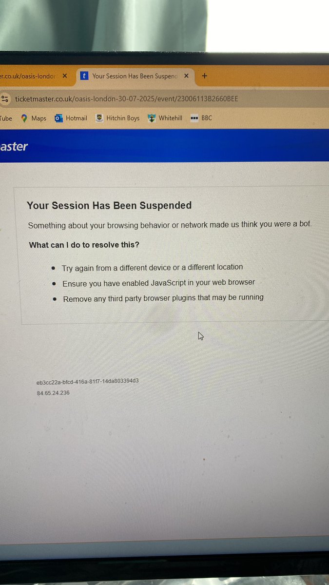 Stupid #Ticketmaster #Oasis #NotABot