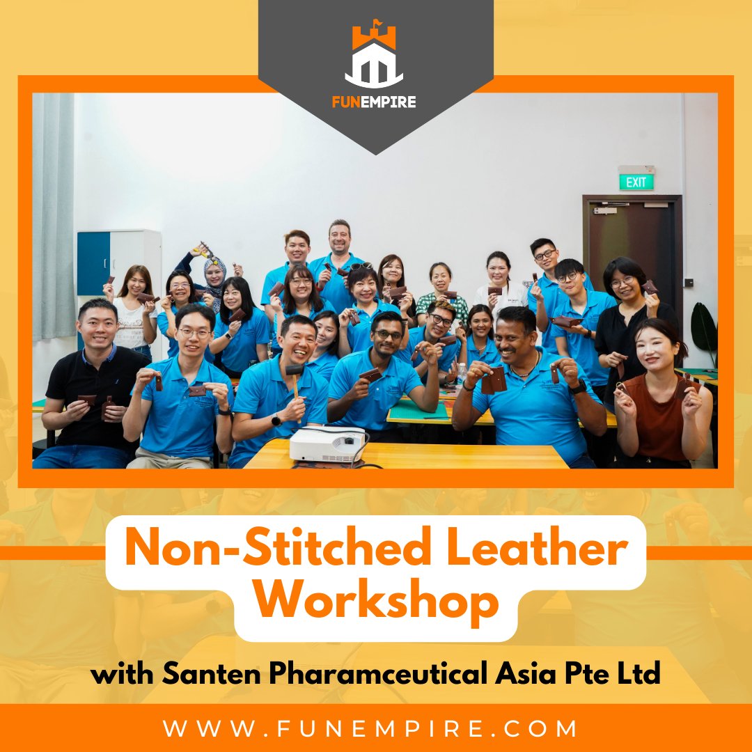 thefunempire's tweet photo. Santen Pharmaceutical enjoyed a therapeutic session of Non-Stitched Leather! 💆🏻‍♂️💼
📌 Check out more of our Client's fun experiences with us from our YouTube page here ➡️ https://t.co/Y8hfVahN6U 
•
•
#FunEmpireStories #Fun #Teambuilding #FunStartsHere #funempire #singapore https://t.co/pqA30Au1Te