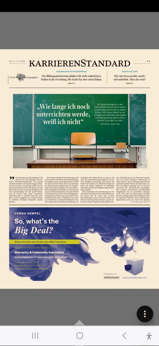 HGrunbichler's tweet image. ... und dazu passend der Artikel von @_AnikaDang in der Rubrik "Karriere". Es geht um das #Gehalt, die #Arbeitsbelastung.  #Leiwand, oder?