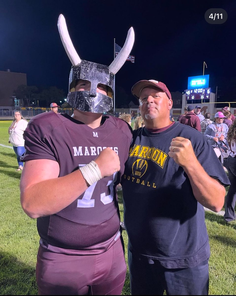 After a great game maroons win 49-6 against marinette. It’s a great feeling to be 4-0 against the rivals on the other side of bridge! Also being named one of three berserker warriors of the game is just the cherry on top to wrap up my last game against marinette! Go maroons!!
