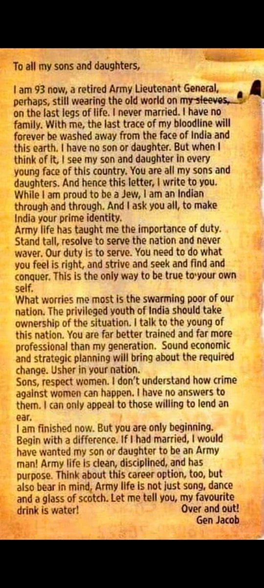 zoomshah's tweet photo. My mentor and teacher, Lt Gen JFR Jacob, wrote this piece a few days before he passed away. If he had lived longer, I am sure, he would have written too about peace and harmony amongst all citizens of the country. I should know, I was his Military Secretary in Kolkata. https://t.co/ISvzDxj2yy