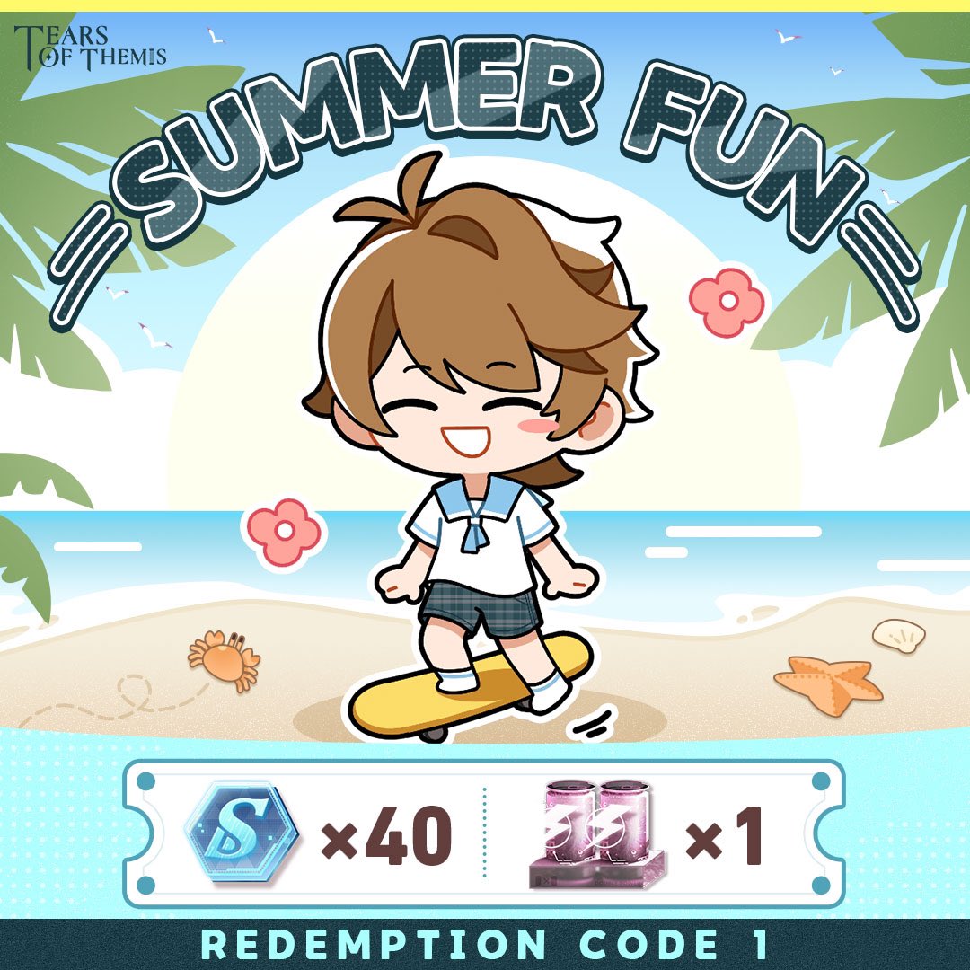 Ikemenfangirl's tweet image. 🌎 Tears of Themis : Summer Fun Redeem Code ✨ 
Multilingual server : EN, JP, KR, CH

Redemption codes:
✦ XUJJJVVS3D
✦ QIA54TWB7T
✦ BSOH11ALZV
✦ FXPJ7V9I4A

Valid Until: 2024/9/10 23:59 (UTC+9)
✦ Redeem at: hoyo.link/1e2cRBA6

#TearsofThemis #未定事件簿 #RedeemCode
