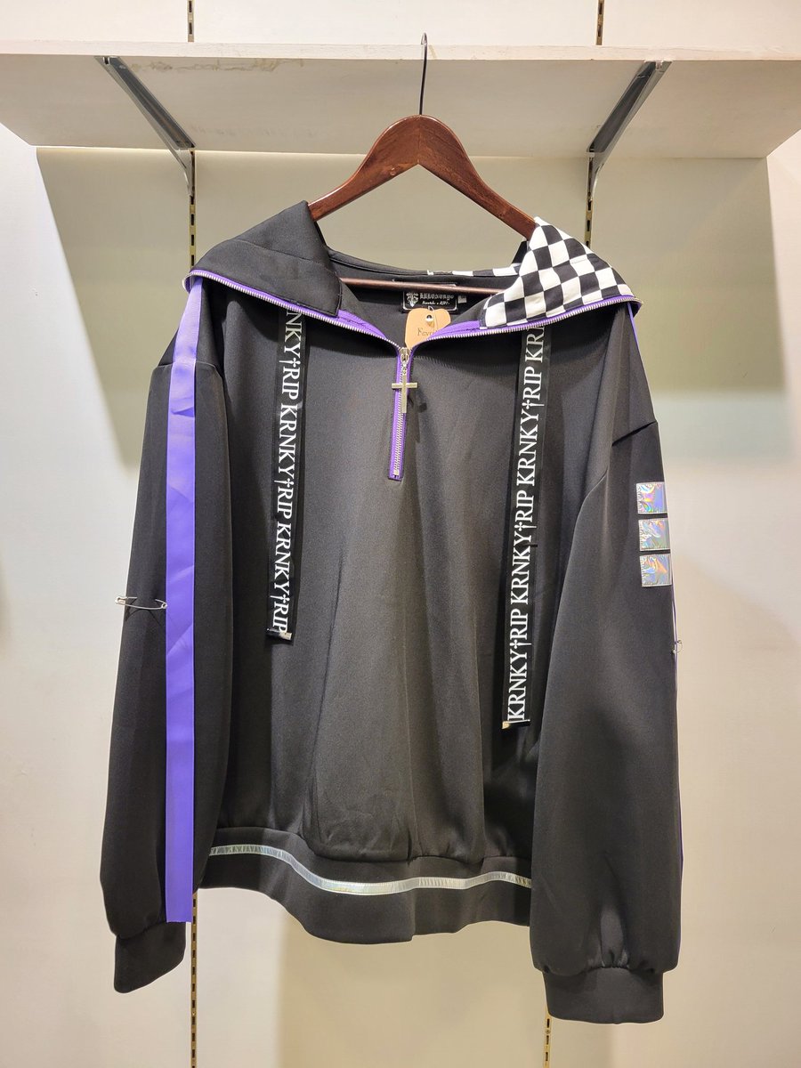 キャラクタープリント ジャージ セットアップ 黒 サブカル 地雷系 雀蜂 フェイバリット] 黒野京さんコラボ サブカル地雷ジャージパーカー