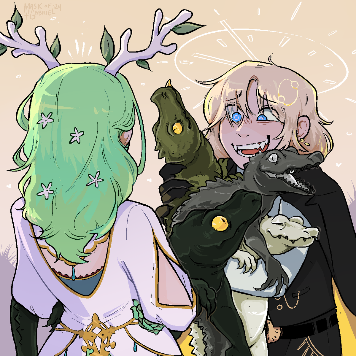 MogArchive's tweet photo. This gift will surely not cause her to change her entire form around it for the rest of eternity, for sure for sure (warden ame au) https://t.co/I7Jn25IgfI