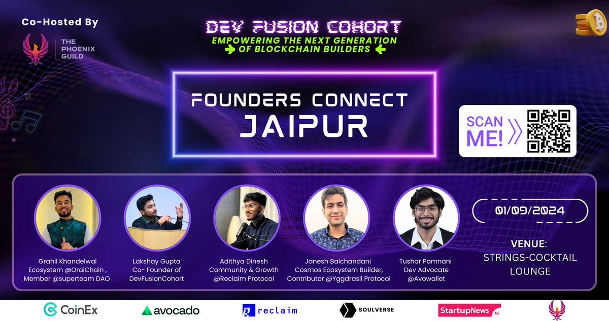 Founders Connect Jaipur is happening next .

Why you should join in :
•⁠ Connect with founders.
•⁠ Learn about different domains
• Job/Earning opportunities 

📅 Date: 1 Sept 2024

📍Venue: Strings-Cocktail Lounge

🔗 Register Now: lu.ma/xh40qtn0