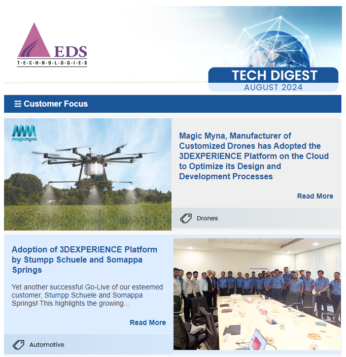 EDSTechnologies's tweet photo. Check out our August 2024 Newsletter!

https://t.co/Q8NnTepX4k

#newsalert #3dprinting #drones #catiav5 #automotive #simulation #sustainability #3DEXPERIENCE #gismapping #virtualtwin #edstechnologies https://t.co/Djq6EHJrmp