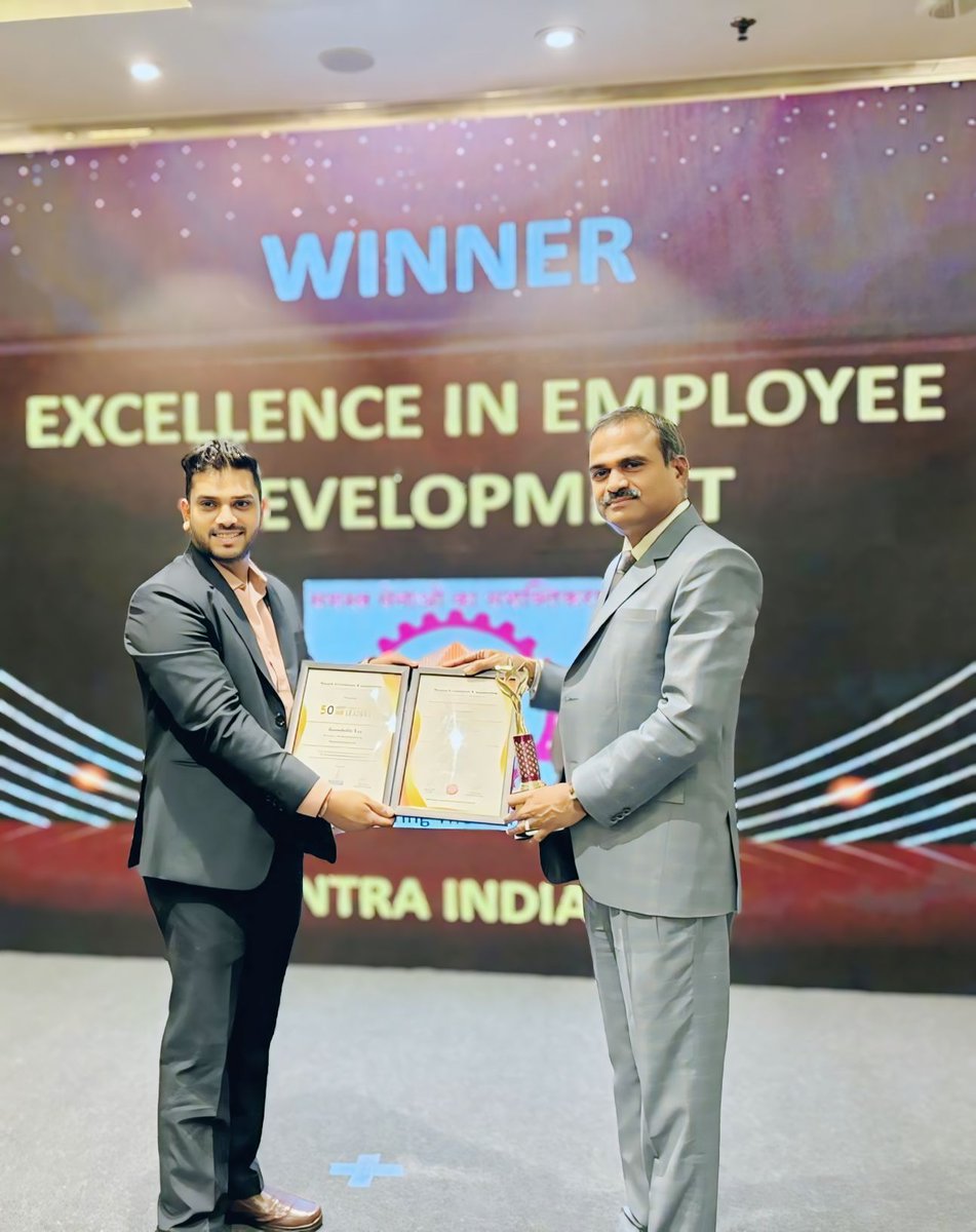 YantraIndiaLtd's tweet photo. YIL was honored with the Excellence in Employee Development award by the International Business Conference (IBC) group at a prestigious event held at Mumbai. This award is a testament to YIL's Inclusive HR Policy , which prioritize the ethical growth and development of company through its employees involvement and engagement.
@DefProdnIndia 
@GuruduttaRay 
@internationalbusinessconfe593