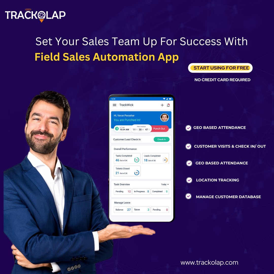 trackolap's tweet image. Transform your field force with our Field Sales Automation App! 

From geo-based attendance to seamless customer visits and check-ins, stay on top of every location with real-time tracking📍. 

lnkd.in/gKibfJn9

#Fieldsalesautomation #Geotracking #Salesefficiency