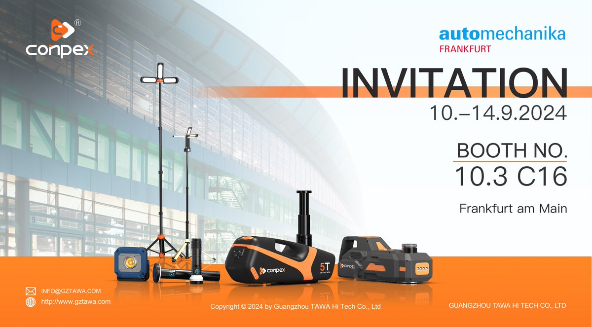 conpexofficial's tweet image. 🌟 This year&apos;s highlights: 
-Innovative LED car lighting 
-Telescoping LED work lights 
-Versatile flashlights  
-Electrical Car jack kits From illumination to emergency tools, #Conpex has got you covered! 
 
#conpexatAutomechanika
#AutomechanikaFrankfurt
#AMF24