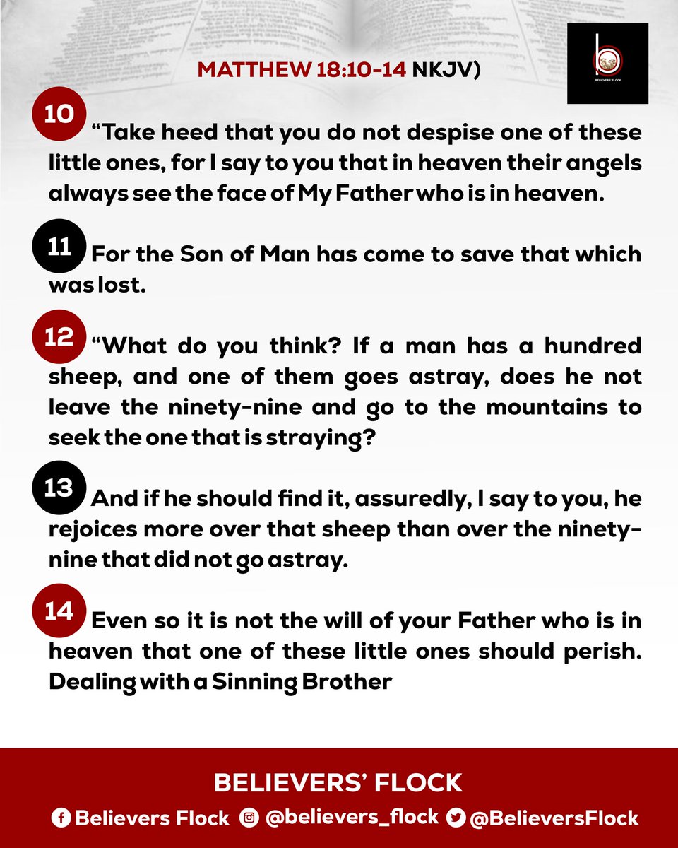 Believersflock's tweet image. 📌 #LIVINGWORD📘
#Matthew18
#TheBookOfMatthew  
#NKJVBIble
#NKJV 
#Saturday.31.08.2024
#believersflock