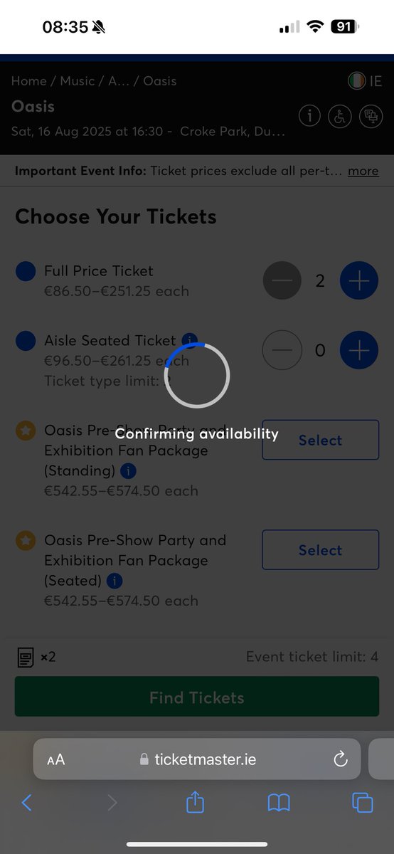ethandoherty15's tweet photo. @TMIrelandHelp 
Been stuck on the ticket page for 40+ mins https://t.co/mcDjonqcZo
