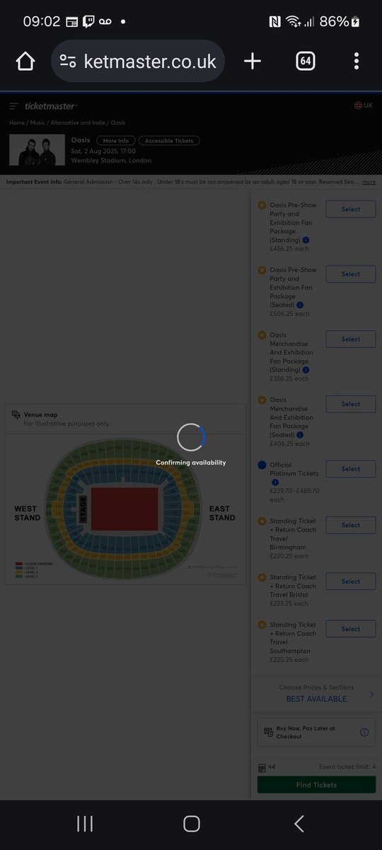 AmyDavison's tweet photo. Got to this screen, buffered for an eternity then got kicked out. Thoughts and prayers please #Ticketmaster https://t.co/BAWnqagFWV