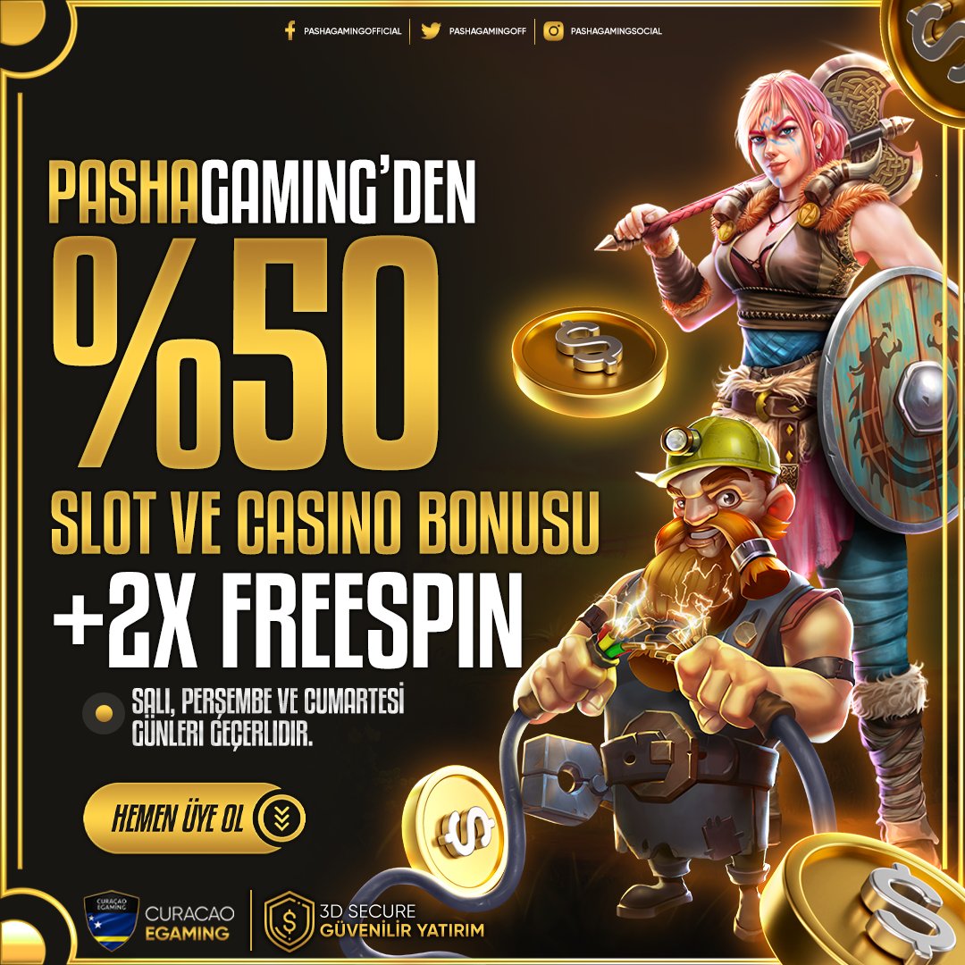 👑PASHAGAMING'DEN SALI, PERŞEMBE VE CUMARTESİ GÜNLERİ %50 CASINO VE SLOT BONUSU

🎁+2X FREESPIN HEDİYE!

🎁YENİ ÜYELERE ÖZEL 150TL DENEME BONUSU!

🎁100TL VE ÜZERİ YATIRIMINIZA EK FREESPİN!

ℹ️ bit.ly/PashagamingWp

#pashagaming #bahis #slot #bonus #casino