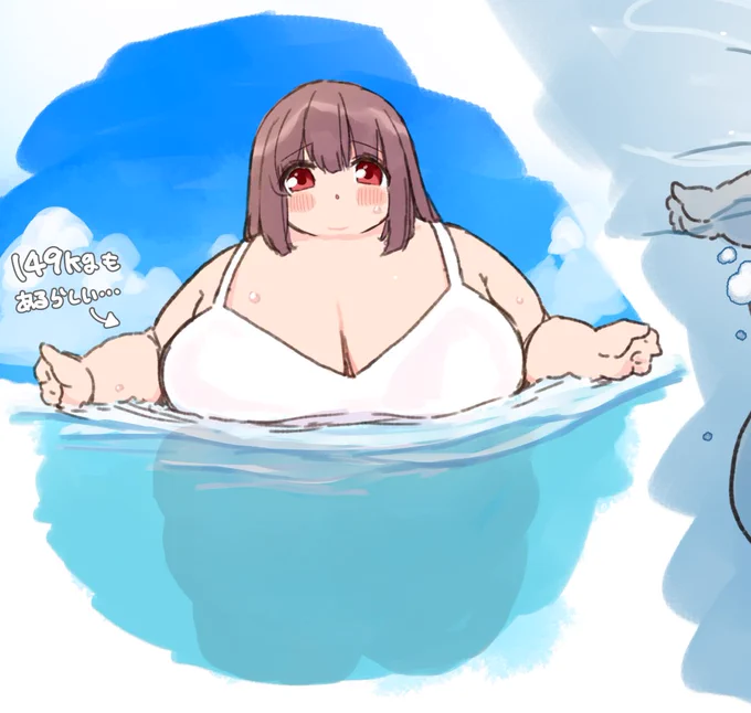 海でぷかぷかしてるおにくちゃんかわいいなと思ったので描いた絵です  