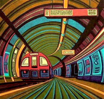 'Going Underground' by Gail Brodholt, contemporary English printmaker  #WomensArt
