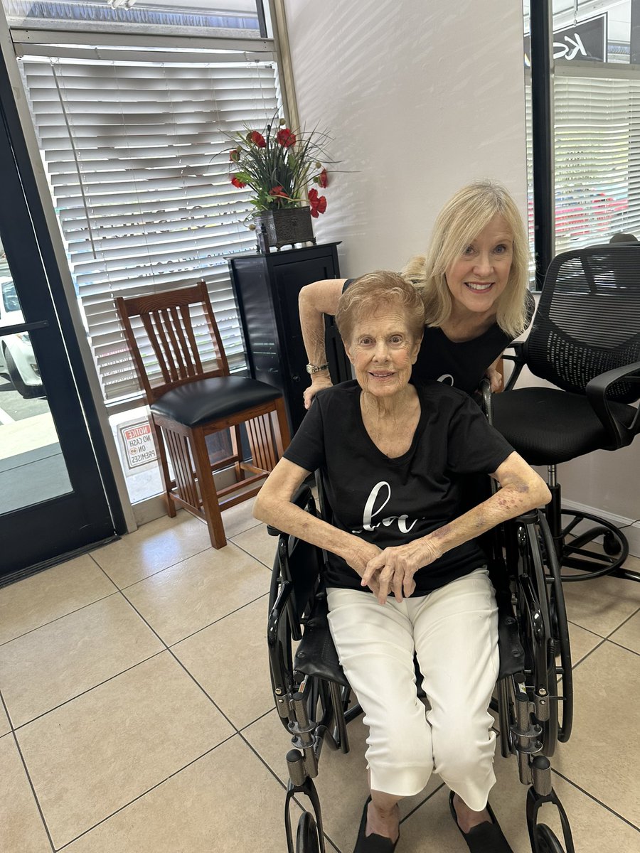 My mom and I were never really mother-daughter-dress-alike types but today we decided to do it for a very good reason! ,la 💙 She’s 93 and excited about what is to come. 🗳️🐱🐱 #HarrisWalz2024 #vote #ilovemymom #KamalaHarris #Kamala #KamalaAndTim