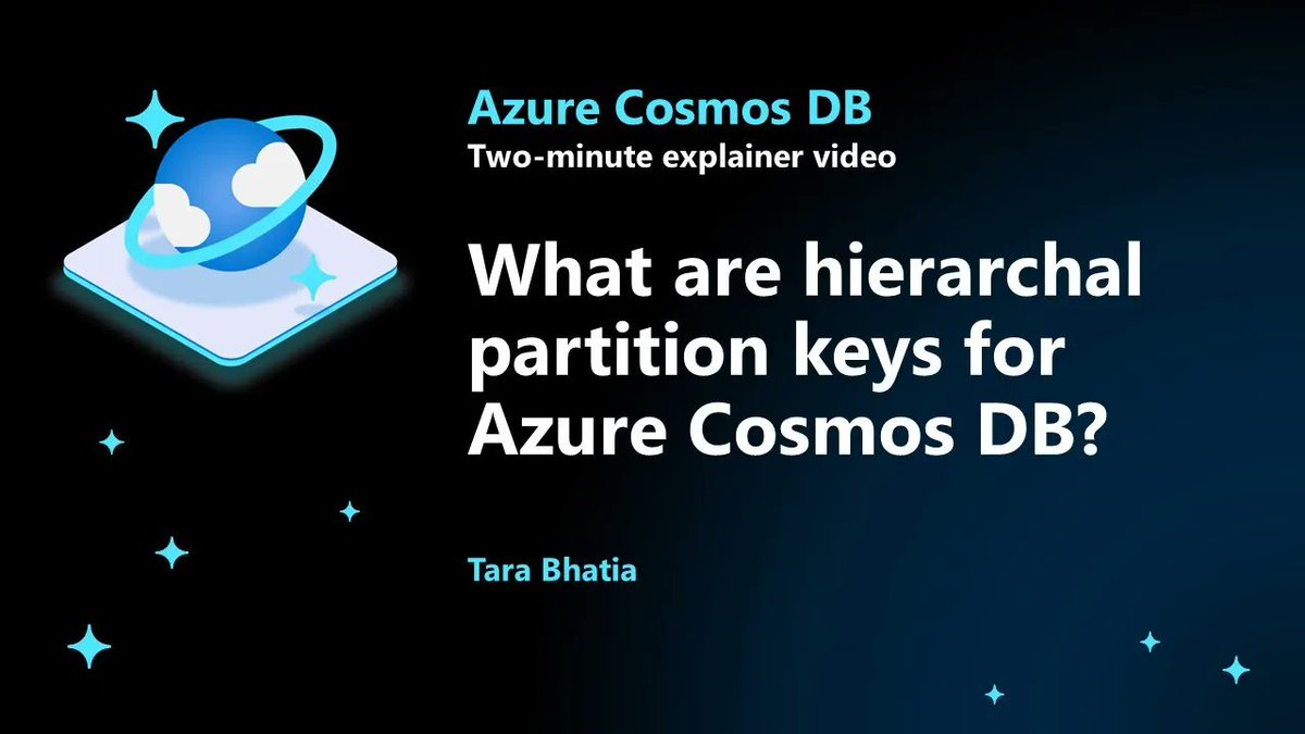 What are Hierarchal Partition Keys for Azure Cosmos DB?

In just two minutes learn from Microsoft Program Manager Tara Bhatia the benefits of using hierarchal partition keys with your Azure Cosmos DB data.

youtu.be/a5rw4IwNxjg?si…