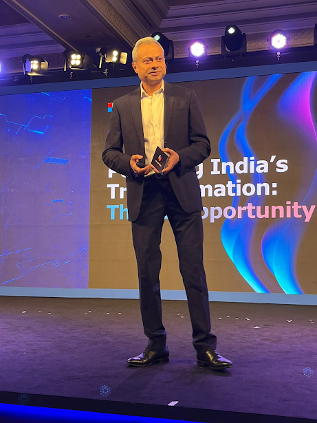 EconomicTimes's tweet photo. #ETWLF | "We feel confident that #India will power the #AI #innovation of the world, because we have the #SkillBase, the #expertise and the desire to #innovate at scale.", says #AhmedMazhari, President, #MicrosoftAsia | #ETWorldLeadersForum Live Updates ➠ https://t.co/P1F1acHyRa