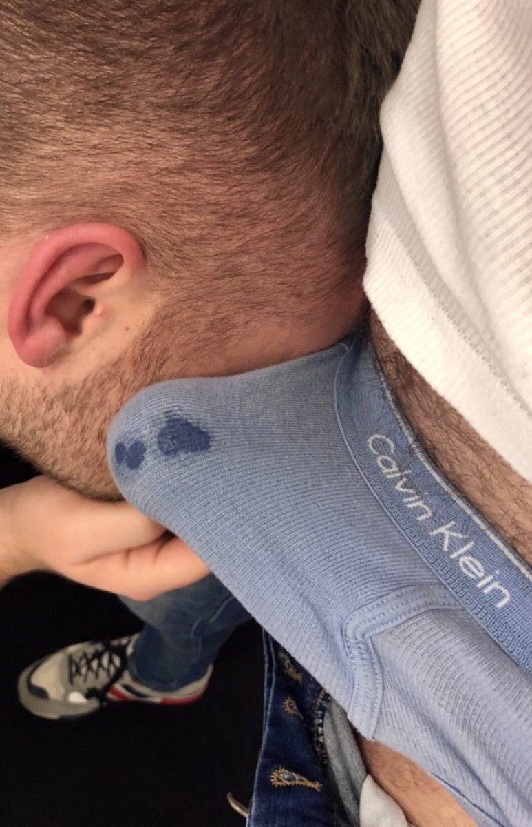 SirStJamesX's tweet photo. My underwear always look like this at the end of the day. Plenty of precum dribbles. Seems like the right place for you, boy- waiting on your knees for Sir to get home so you can huff my musk and say hello properly- just like this. https://t.co/e6TMzGVw11