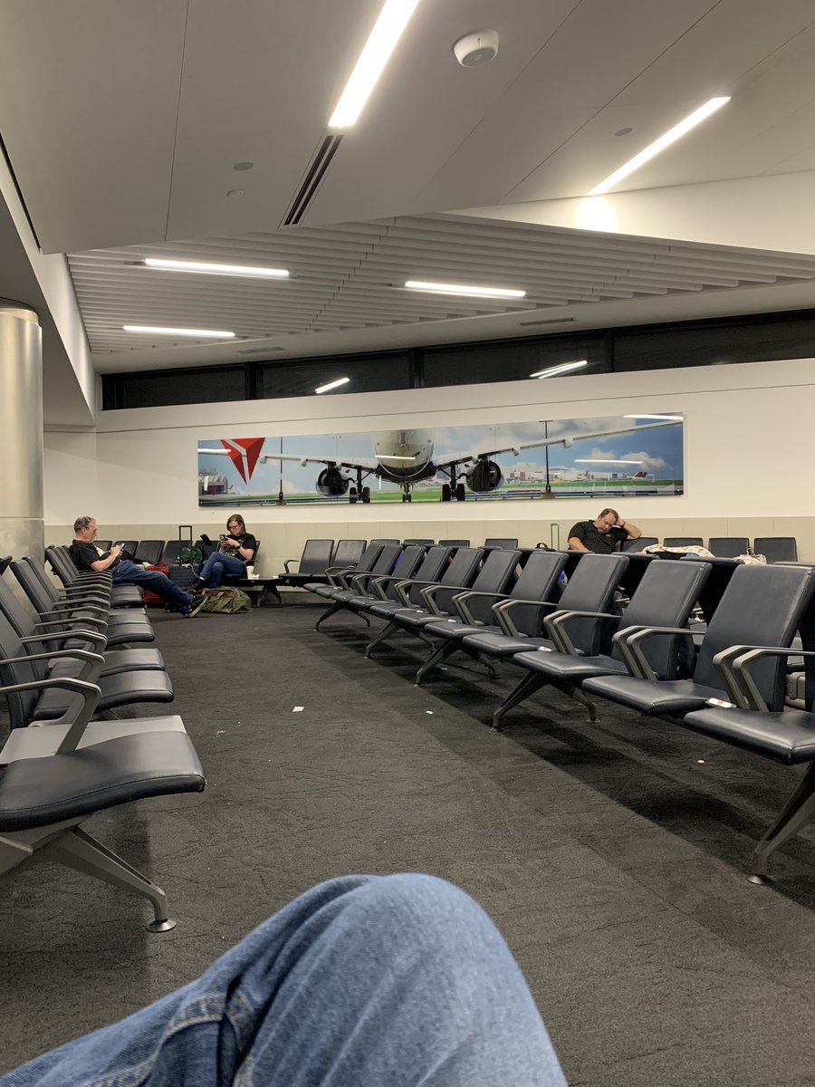 Few fellow USM fans coming through Atlanta from Jackson and Gulfport are stuck in Atlanta’s airport tonight because of delays and flight time outs. We won’t make it to Lexington until tomorrow morning. Is this what Road Eags is all about? @usmbarstool <a href="/SouthernMissFB/">Southern Miss Football</a>