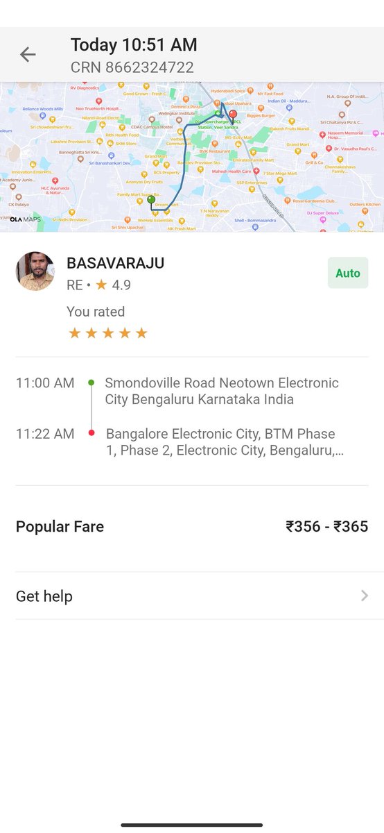 arbala2tpt's tweet photo. @Olacabs @bhash @ola_supports 
Just got a shocker from Ola cabs. Have been charged Rs. 365/- for a 20 minute/4kms ride. Pls look into it https://t.co/zPZri8CTuS