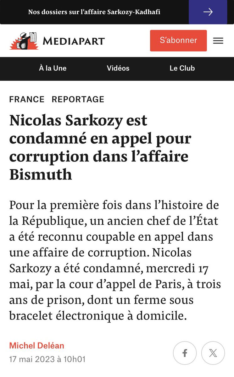 edwyplenel's tweet photo. Où est l’éthique journalistique quand est prise au sérieux la parole politique d’un ex-président de la République deux fois lourdement condamné (pour corruption notamment) et en attente d’un troisième procès historique (pour association de malfaiteurs) ? Lisez plutôt @Mediapart😉 https://t.co/ShXgkXlIvV