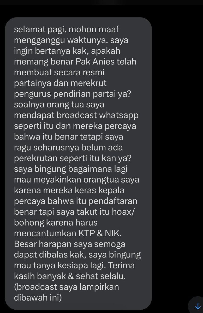 HaveAnEyesDay's tweet photo. ❗️Teman-teman, mohon untuk tetap berhati-hati.❗️

Hingga saat ini, belum ada formulir/edaran resmi dari tim Pak Anies mengenai perekrutan untuk pendirian ormas/partai. Jangan mudah percaya pada pesan yang meminta data pribadi seperti KTP dan NIK, bisa jadi penipuan atau hoax. https://t.co/W8aRI42wOj