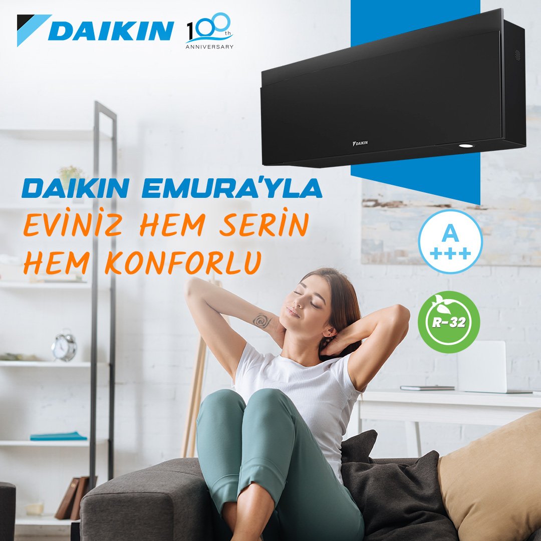 DaikinTurkiye's tweet photo. Dışarıda sıcak rüzgarlar esse de, Daikin Emura ile eviniz her zaman serin ve konforlu! ☀️❄️
#Daikin #DoğruHavaUzmanı #100YıllıkKaliteDaikin #100YıllıkMarka100YıllıkGurur
#Daikin100years #100YearsOfInnovation #Daikin #Emura #EmuraKlima https://t.co/FH2pecrnyx