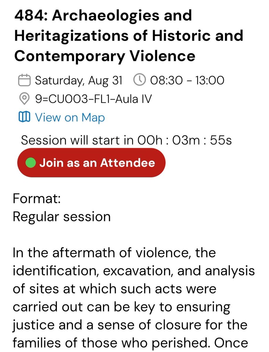 TaniaGonzalez95's tweet photo. See you in a few minutes at the Archaeologies and Heritagizations of Historic and Contemporary Violence session (484) at @archaeologyEAA #EAA24 https://t.co/i2XL1VTUpQ