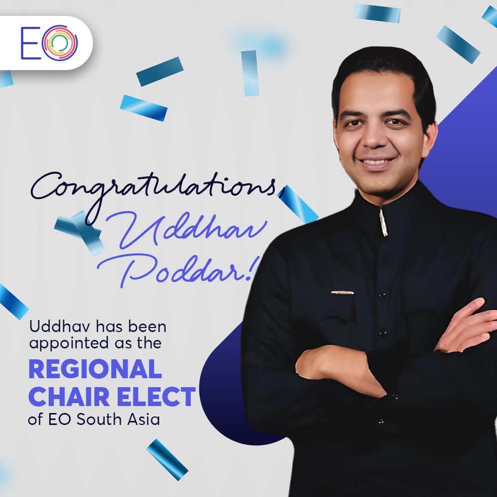 Congratulations, Uddhav Poddar! -
We are proud to announce that Uddhav Poddar of EO
Jaipur has been appointed as the Regional Chair Elect.
Cheers to your success, Uddhav!
#EO #EOSA #Entrepreneurs
#EntrepreneursOrganisation #Growth #RegionalCouncil #NewBeginnings