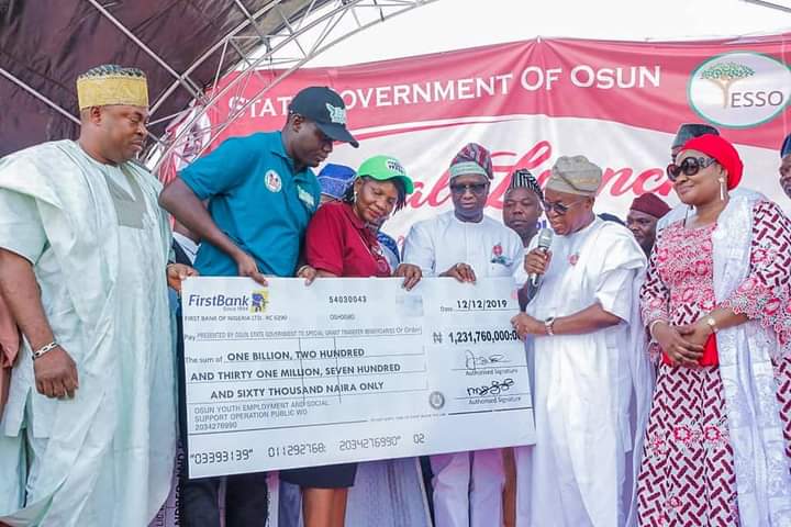 In December 2019, just before the outbreak of the COVID-19 pandemic in Nigeria, the Adegboyega Oyetola-led government disbursed over N2bn to 25,907 indigent citizens under the Youth Employment and Social Support Operation ( YESSO).

The two programmes were aimed at providing imm