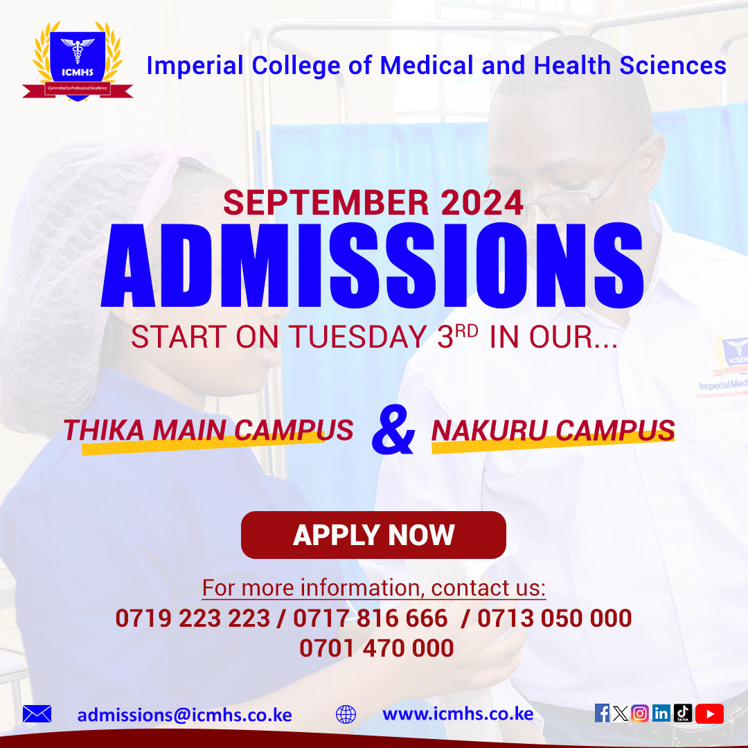 Imperial_ICMHS's tweet image. Are You Ready?📚
Our September 2024 Admissions start on Tuesday 3rd.

➡️ Apply now
📞 0719 223 223 / 0717 816 666 / 0713 050 000 / 0701 470 000
📧 admissions@icmhs.co.ke
#counselingpsychology #psychologycareers #SeptemberIntake2024 #futurecounselor #ApplyNow #AdmissionsOpen