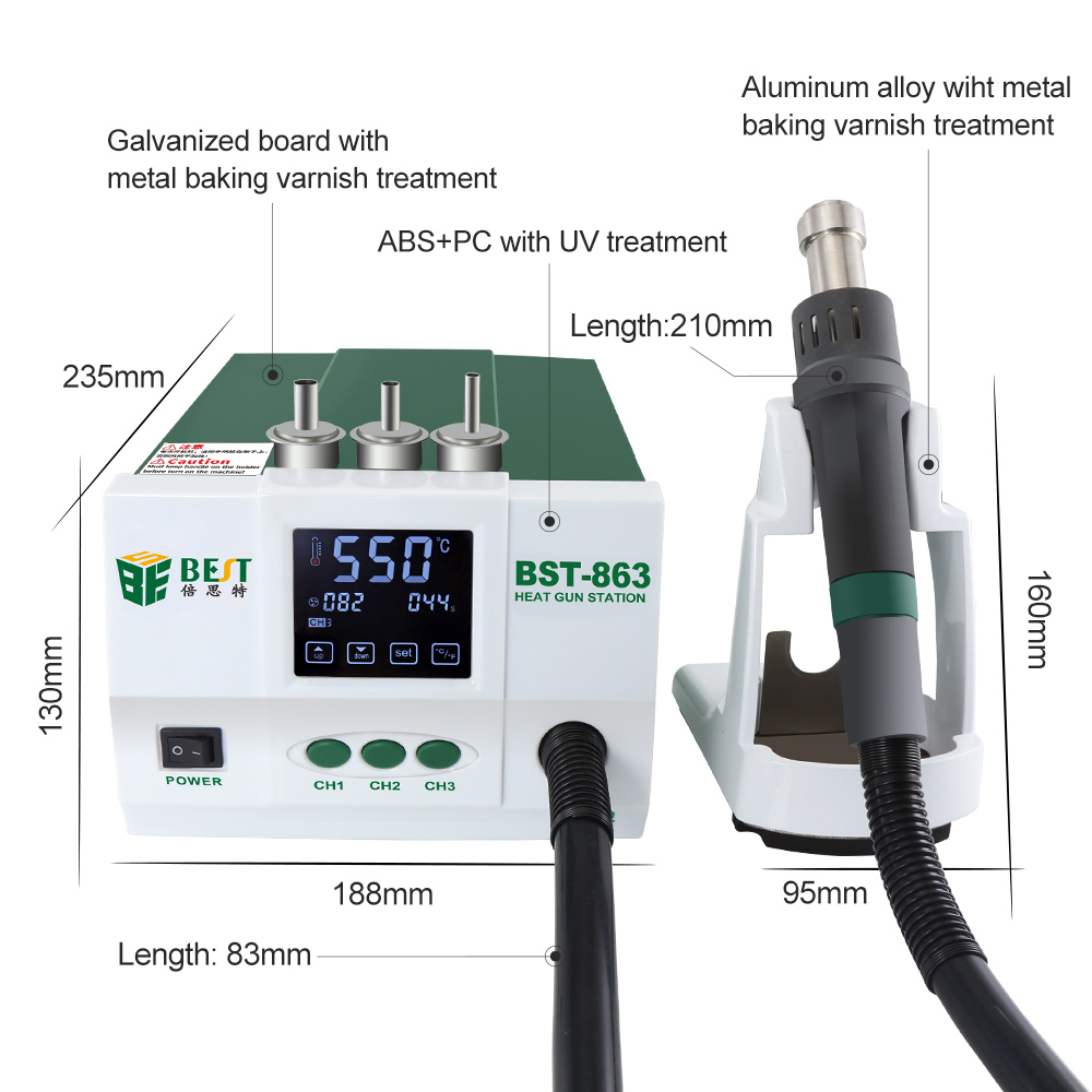 Bestoolsrepair's tweet image. BST-863 1200W Digital Touch Screen Display Hot Air Heat Gun

🌍Versatile
Wechat:13760419269
whatsup:13715242425

#Phonefix #diyfixtool #Chinaphonefix #phonerepair #repairphone #hotairgun #solderstation #desolderingstation #soldering #weldering
