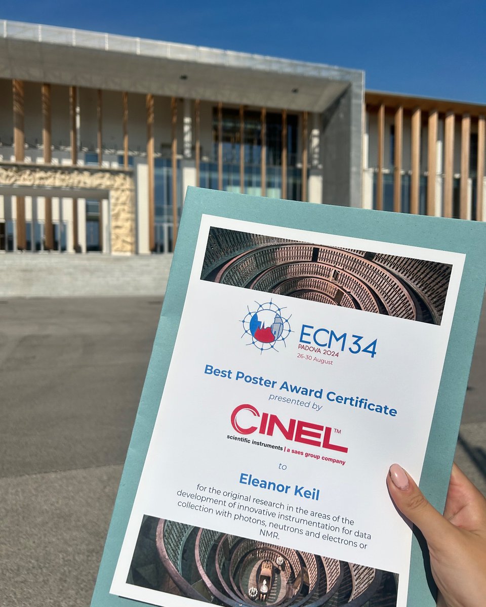 My first conference has finished and I’d like to thank <a href="/RoySocChem/">Royal Society of Chemistry</a> and <a href="/britcryst/">BCA</a> for the funding that allowed me to travel to the ECM34 in Padova, I have learnt so much! 🇮🇹