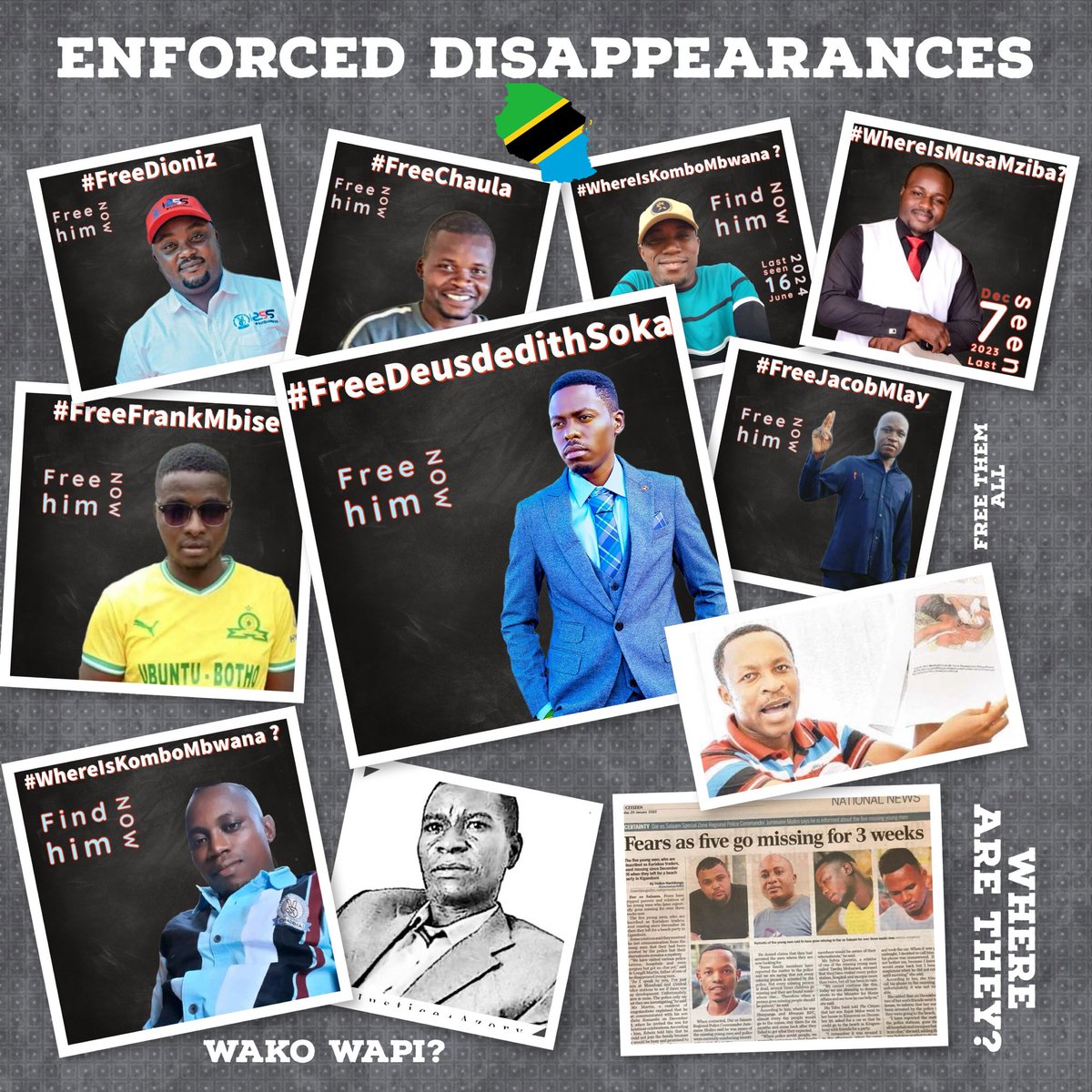 MariaSTsehai's tweet photo. #EnforcedDisappearances #Tanzania
‼️TUKAE HUMU‼️👇🏾
Kuna ambao wamechukuliwa hivi karibuni kuna waliochukuliwa miaka kadhaa iliyopita - warudishwe WOTE au serikali ituambie wamewaua na miili yao ilitupwa wapi?

Sasa nimefuatilia @UmojaWaMataifa na ninaomba FAMILIA ambayo itakuwa tayari kusaidia faili la mpendwa wao lifunguliwe UN anitafute DM 
Hata kama wamepatikana na waliwahi kutekwa pia bado tunaweza kuweka record

Kila tunapokaa kimya, familia nyingine inakuja kupoteza mpendwa wao kutokana na UKATILI huu wa utekaji! Tusikubali kunyamazishwa!

Sasa nyie mahodari endeleeni na uovu wenu muone kama record zenu CHAFU hazitaingia kimataifa 
#TutaelewanaTu 
Mawasiliano YOTE yatakuwa ya siri!
#ZuiaUtekaji #UtekajiSasaBasi