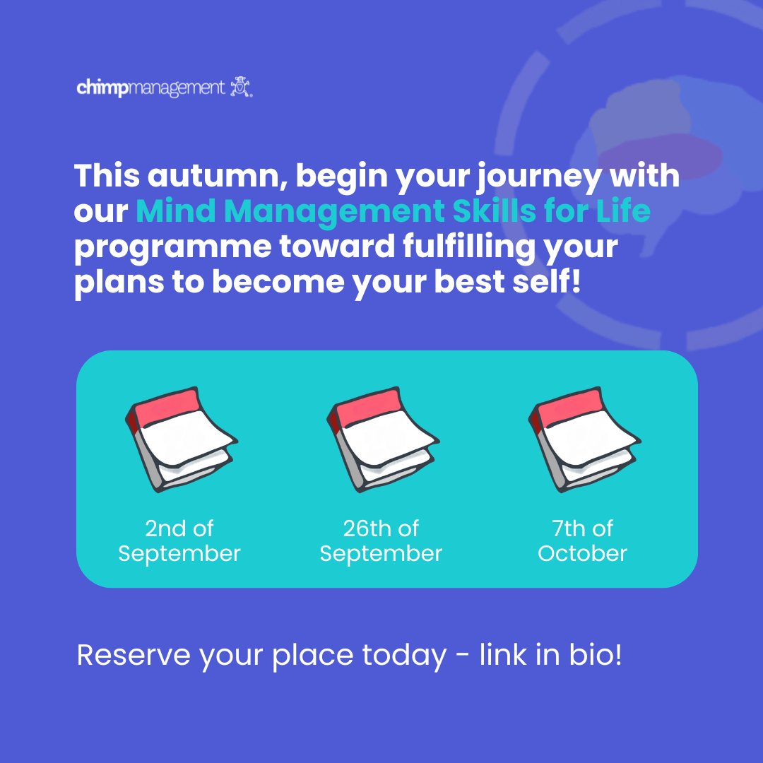 chimpmanagement's tweet photo. Everyone has their own path to happiness, but there are a few common denominators we can work on together during our Mind Management Skills for Life programme.
Visit our website for more information - https://t.co/5m3Cd7lyME
#WellbeingCourse #Wellbeing #Mindset #Coaching https://t.co/dX6SfyErfK