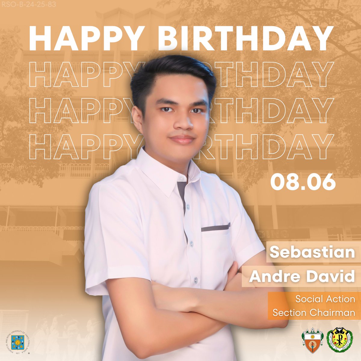 ustpaxeduc's tweet photo. Before the month of August ends, we would like to greet our Social Action Section Chairman, Sebastian Andre O. David, a belated happy birthday! 🥳

Ad multos annos, Basti!

Posted with permission from the Organization Advisers.
#USTPaxEduc2425 https://t.co/A4K89OBuDR