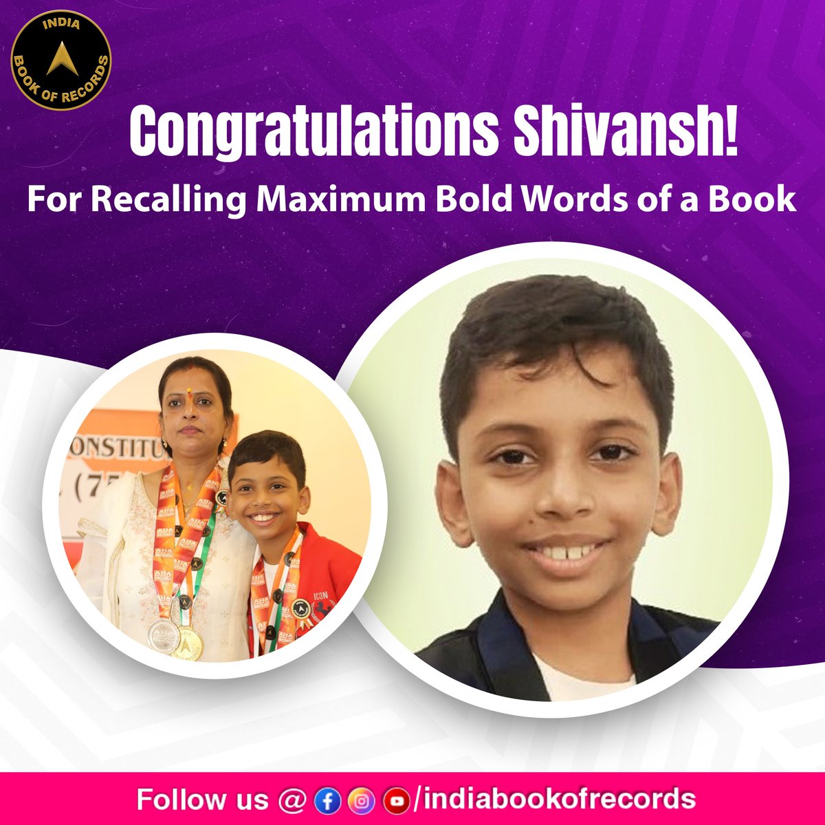 indiabookrecord's tweet image. Shivansh Kumar Masram set a record for recalling the &apos;Maximum Bold Words of a Book by a Child,&apos; flawlessly remembering bold words from pages 1 to 100 !
#IBR #MemoryMaster #Recall #RecordBreaker #IndiaBookofRecords #YoungGenius #FocusGoals #Identifying #Record #BookwormVibes
