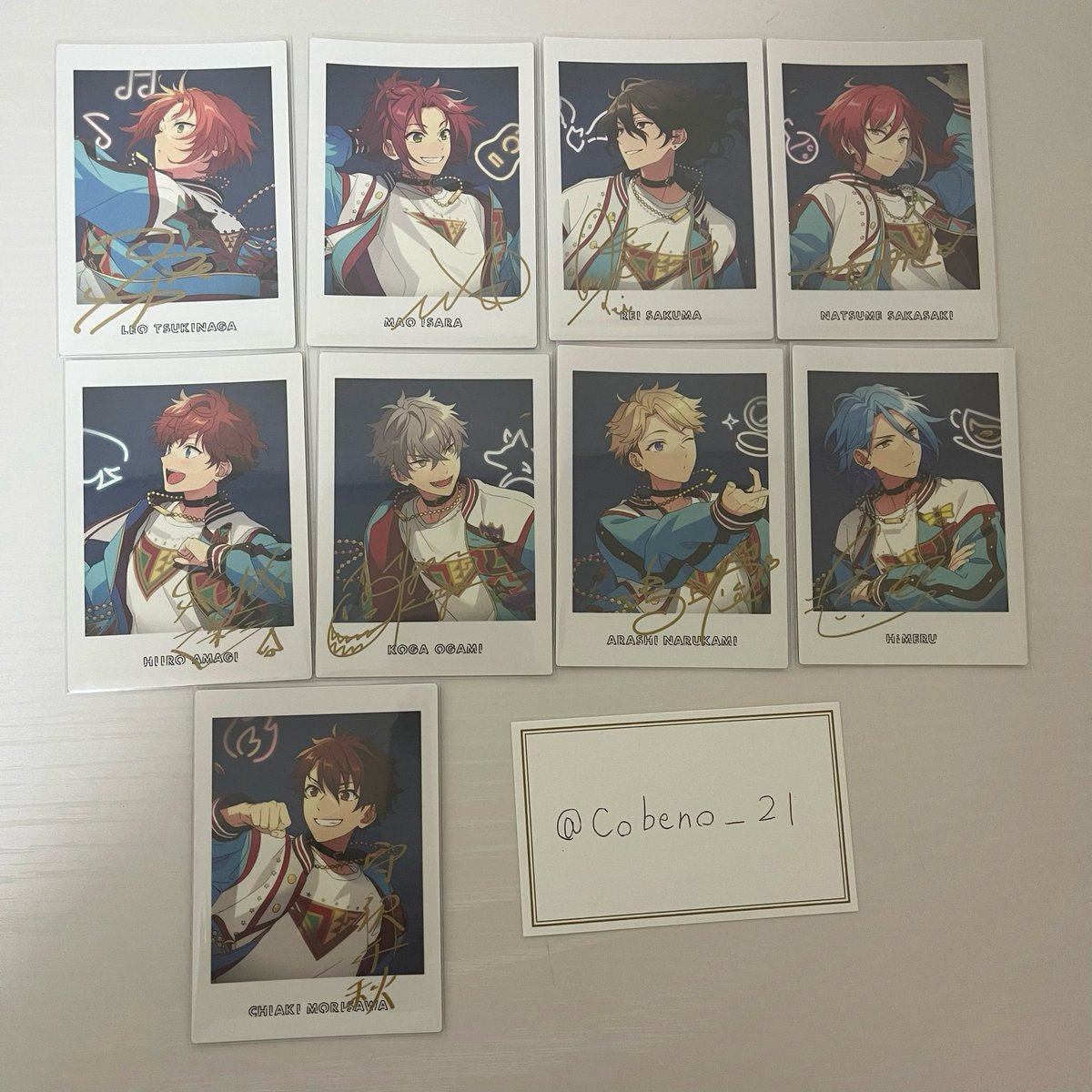 〖交換〗あんスタ ぱしゃっつ 7周年

求 同異種ジュン＞日和

譲 レオ 真緒 零 夏目 一彩 晃牙 嵐 HiMERU 千秋

郵送のみ/初回様プロカ必読
異種は物によりお断りする場合もございます。
検索からでも気軽にお声かけください🌷